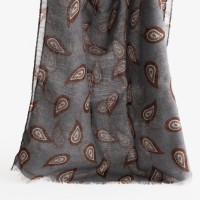 Γκρι κασκόλ λαχούρια 100% μαλλί