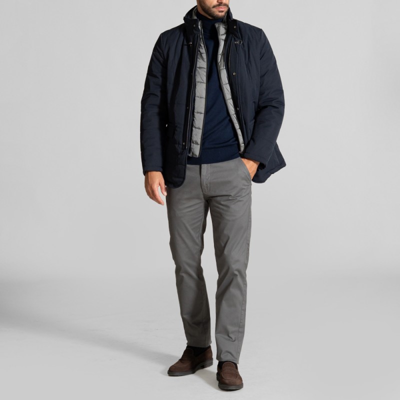 Καπιτονέ τζάκετ σκούρο μπλε στενή γραμμή