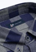 Regular fit checked  melange flannel shirt - Image 5
