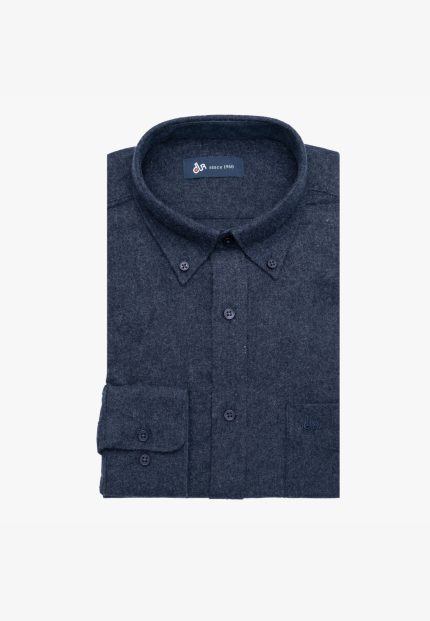 Dark blue πουκάμισο φανέλα melange κανονική γραμμή Dark blue πουκάμισο φανέλα melange κανονική γραμμή