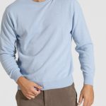 Light blue πλεκτό λαιμόκοψη cashmere touch