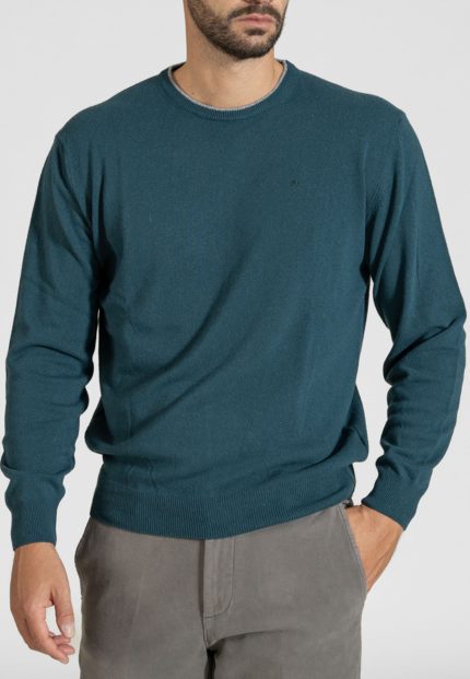 Dark petrol πλεκτό λαιμόκοψη cashmere touch