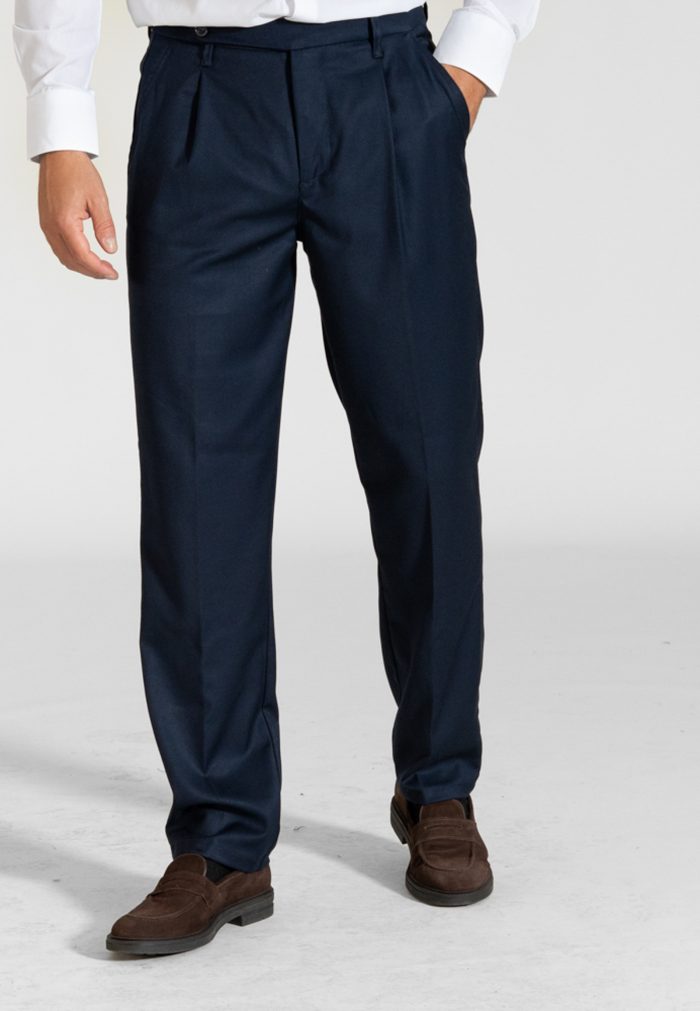 Blue relaxed fit high-waisted pleated trousers - Image 4
