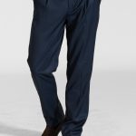 Blue relaxed fit high-waisted pleated trousers