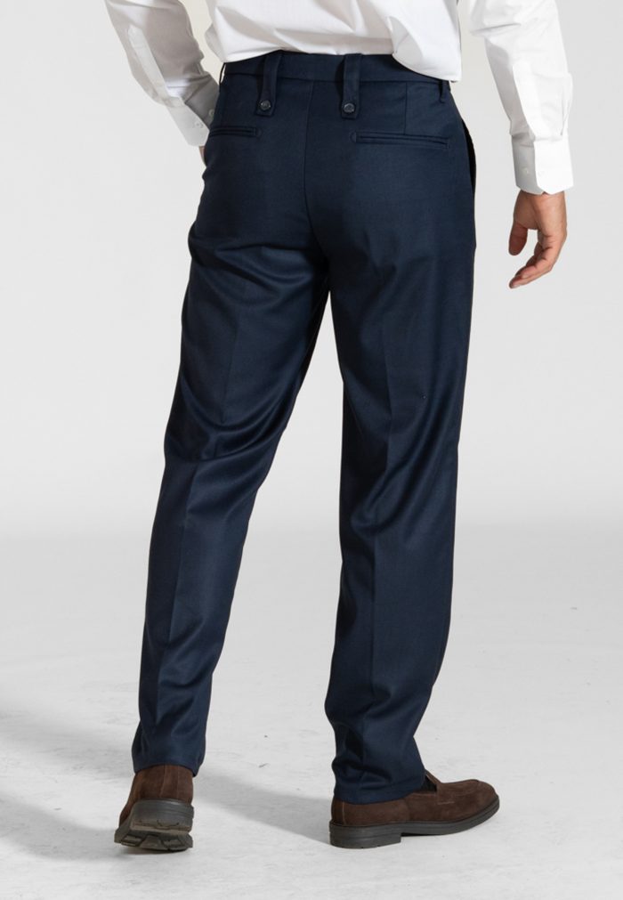 Blue relaxed fit high-waisted pleated trousers - Image 3