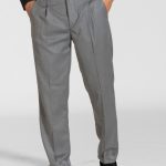 Grey relaxed fit high-waisted pleated trousers