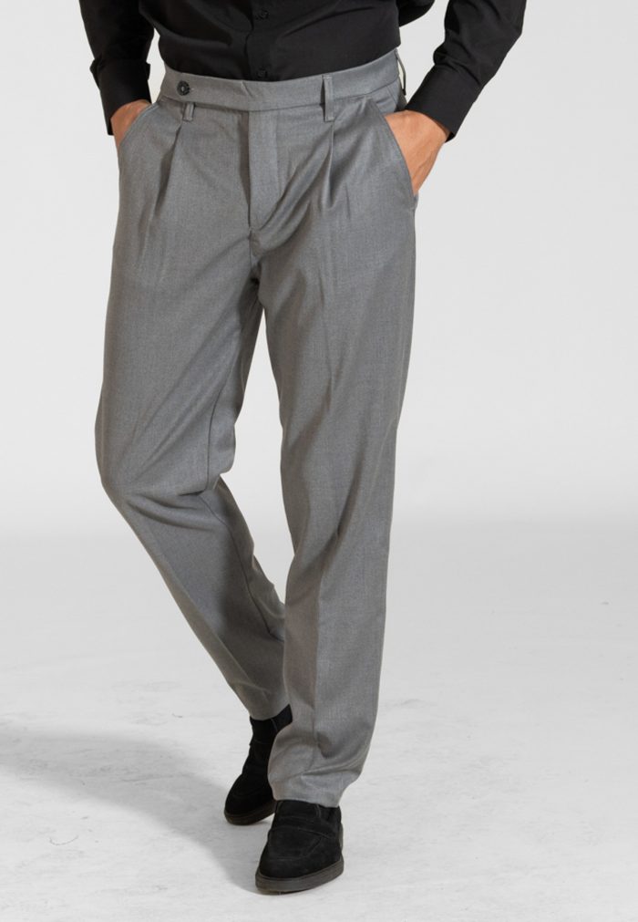 Grey relaxed fit high-waisted pleated trousers - Image 2