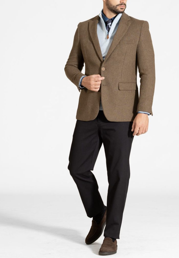 Ηοney brown σακάκι tweed από μάλλινο μείγμα - Image 3