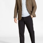 Σακάκι Tweed καφέ-λαδί από μάλλινο μείγμα