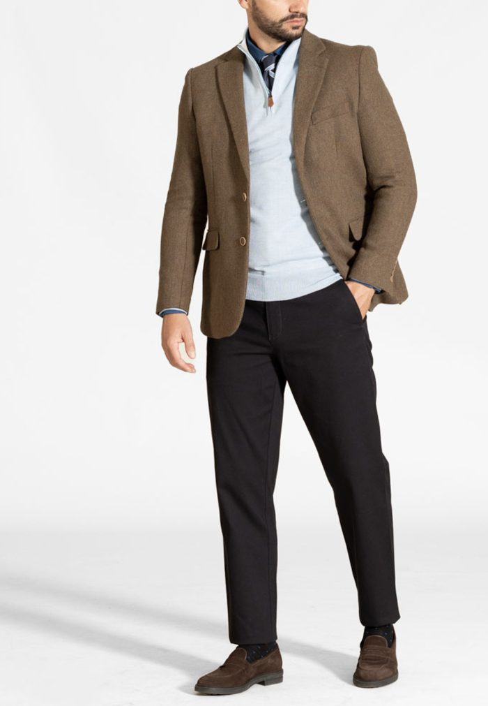 Ηοney brown σακάκι tweed από μάλλινο μείγμα - Image 5