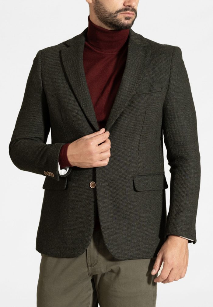 Σακάκι Tweed μπλε-πράσινο από μάλλινο μείγμα - Image 3