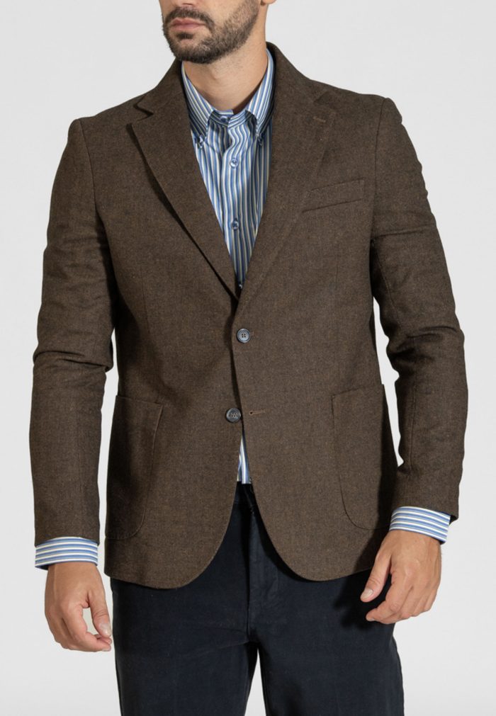 Ψαροκόκκαλο καφέ σακάκι  από μάλλινο μείγμα - Image 2