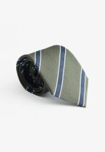 Green silk tie with blue stripe