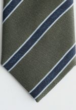 Green silk tie with blue stripe - Image 4