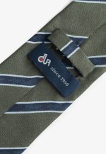 Green silk tie with blue stripe - Image 3
