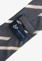 Grey silk tie with ivory stripe - Image 3