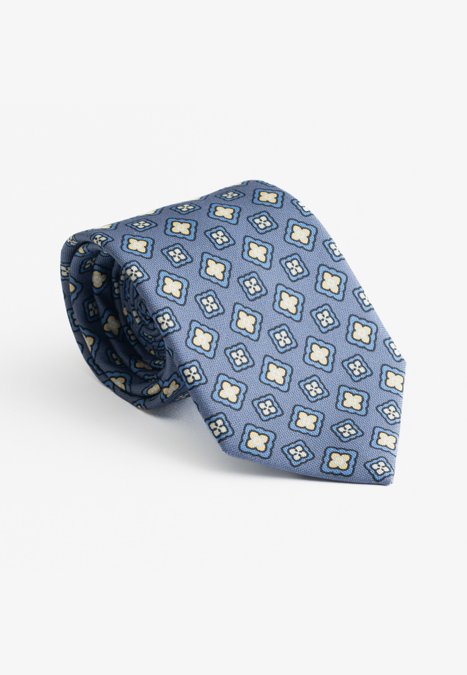 70200317-700485-D Raf-blue silk tie floral print - Image 1