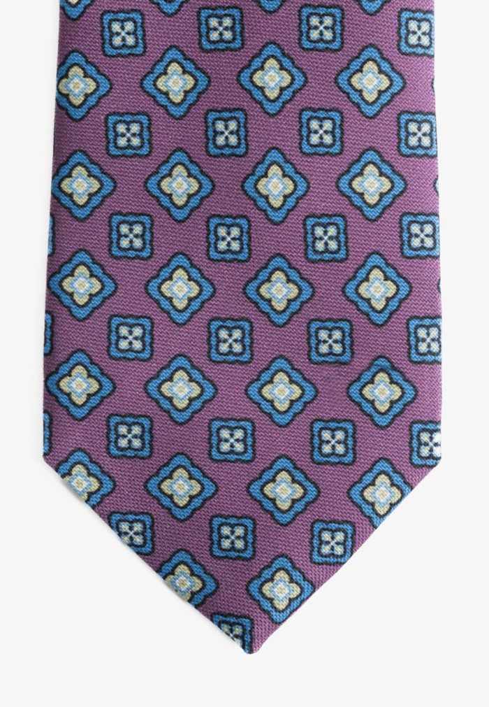 Purple silk tie floral print - Image 4