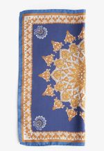 Blue-mustard silk pocket square