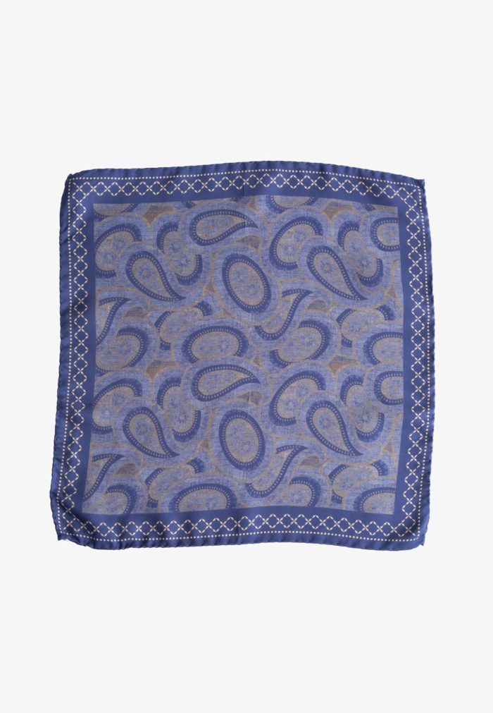 Blue paisley silk pocket square - Image 2