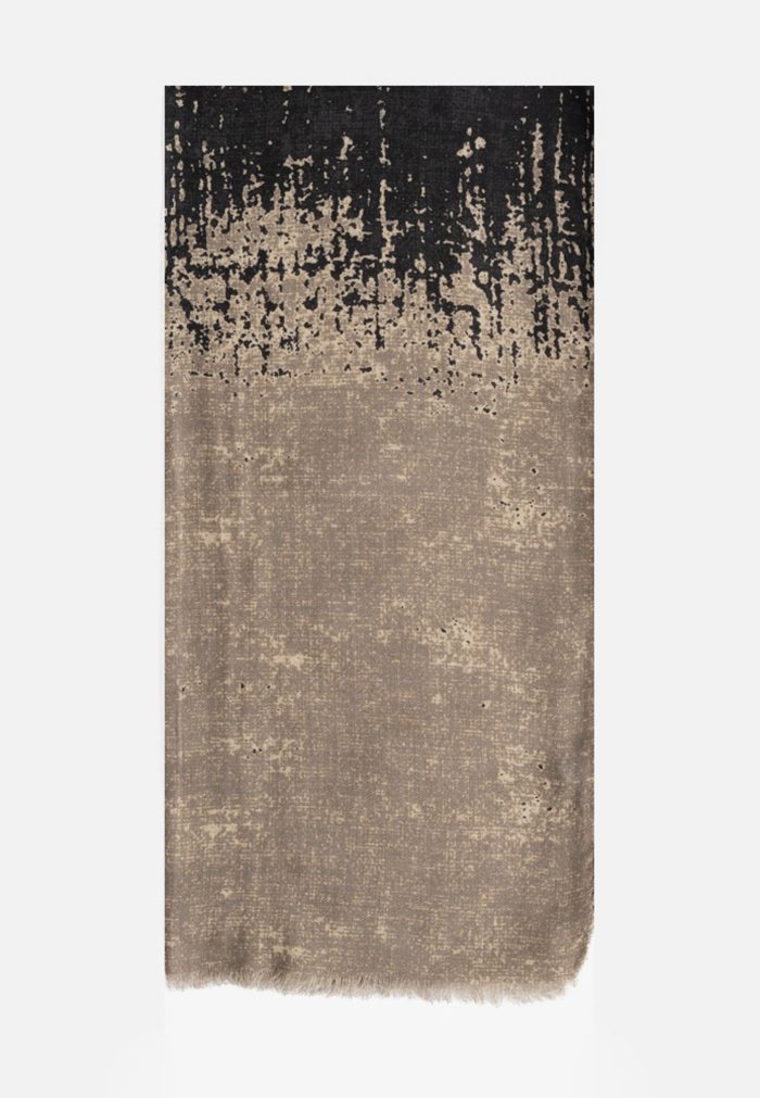 Μαύρο-μπεζ κασκόλ 100% μαλλί - Image 2