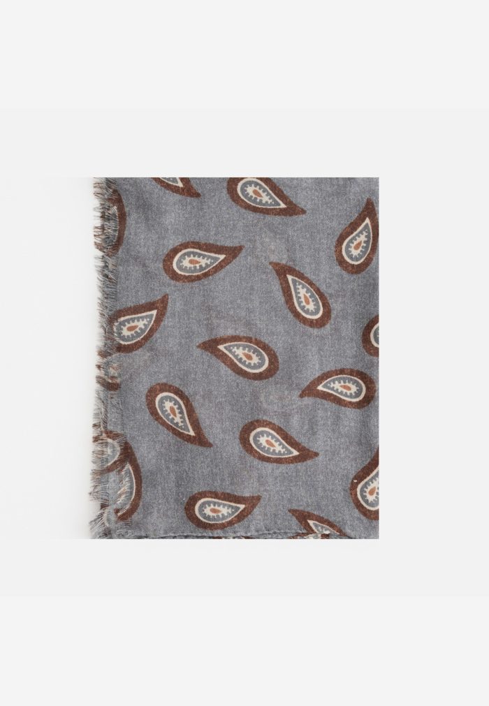 Γκρι κασκόλ λαχούρια 100% μαλλί - Image 2