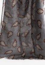 Grey paisley scarf 100% Wool