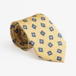 Μουσταρδί μεταξωτή γραβάτα γεωμετρικά σχέδια