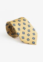 Mustard silk tie geometric print