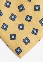 Mustard silk tie geometric print - Image 4