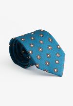 Petrol silk tie geometric print