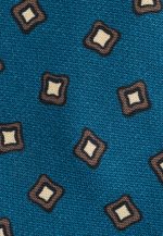 Petrol silk tie geometric print - Image 2