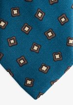 Petrol silk tie geometric print - Image 4