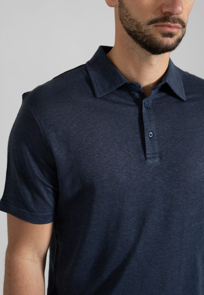Raf Blue Polo Linen Melange Regular Fit - Image 2