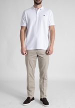 White combed cotton polo piquet