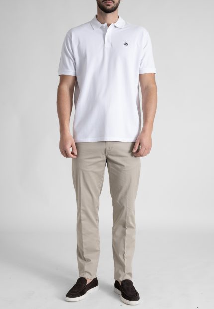 Λευκό πικέ πόλο Combed Βαμβάκι