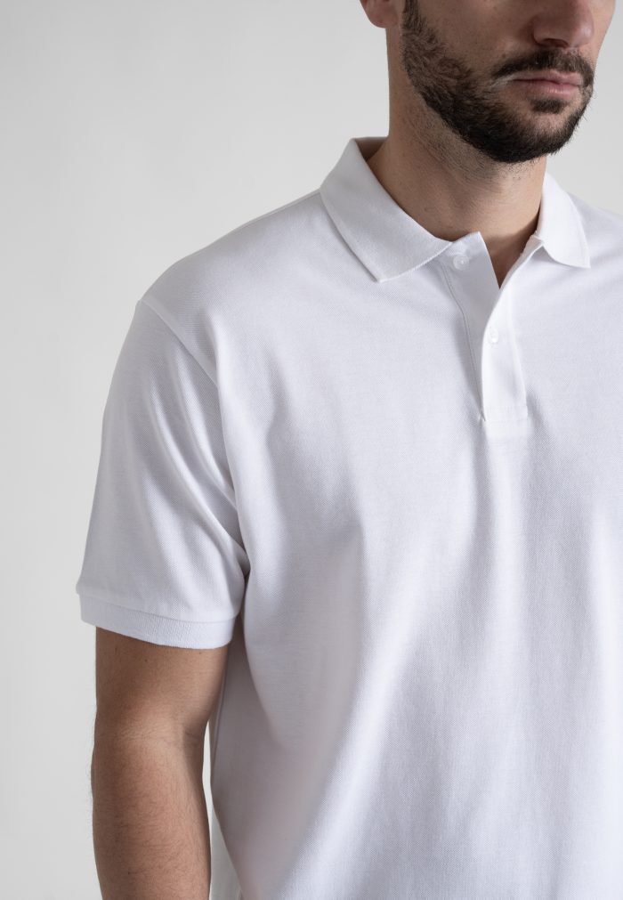 White combed cotton polo piquet - Image 3