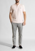 Light pink combed cotton polo piquet