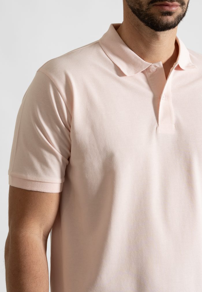 Light pink combed cotton polo piquet - Image 3