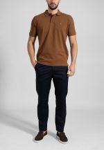 Cinnamon combed cotton polo piquet