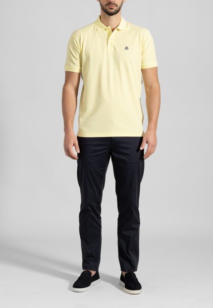 Ανοιχτό κίτρινο πικέ πόλο Combed Βαμβάκι