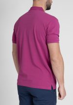 Magenta combed cotton polo piquet - Image 4