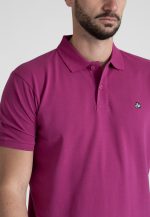 Magenta combed cotton polo piquet - Image 3
