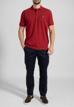 Deep red Combed cotton polo piquet