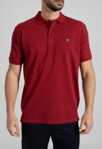 Deep red Combed cotton polo piquet - Image 2