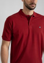 Deep red Combed cotton polo piquet - Image 3