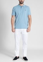 Blue teal Combed cotton polo piquet