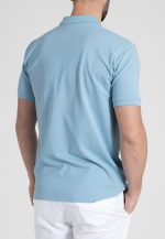 Blue teal Combed cotton polo piquet - Image 4