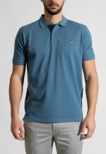 Pilot blue combed cotton polo piquet - Image 2