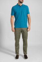 Petrol combed cotton polo piquet